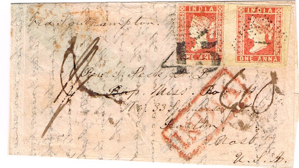 Burma to Boston 1855 via Southampton